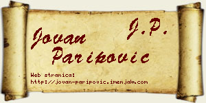 Jovan Paripović vizit kartica